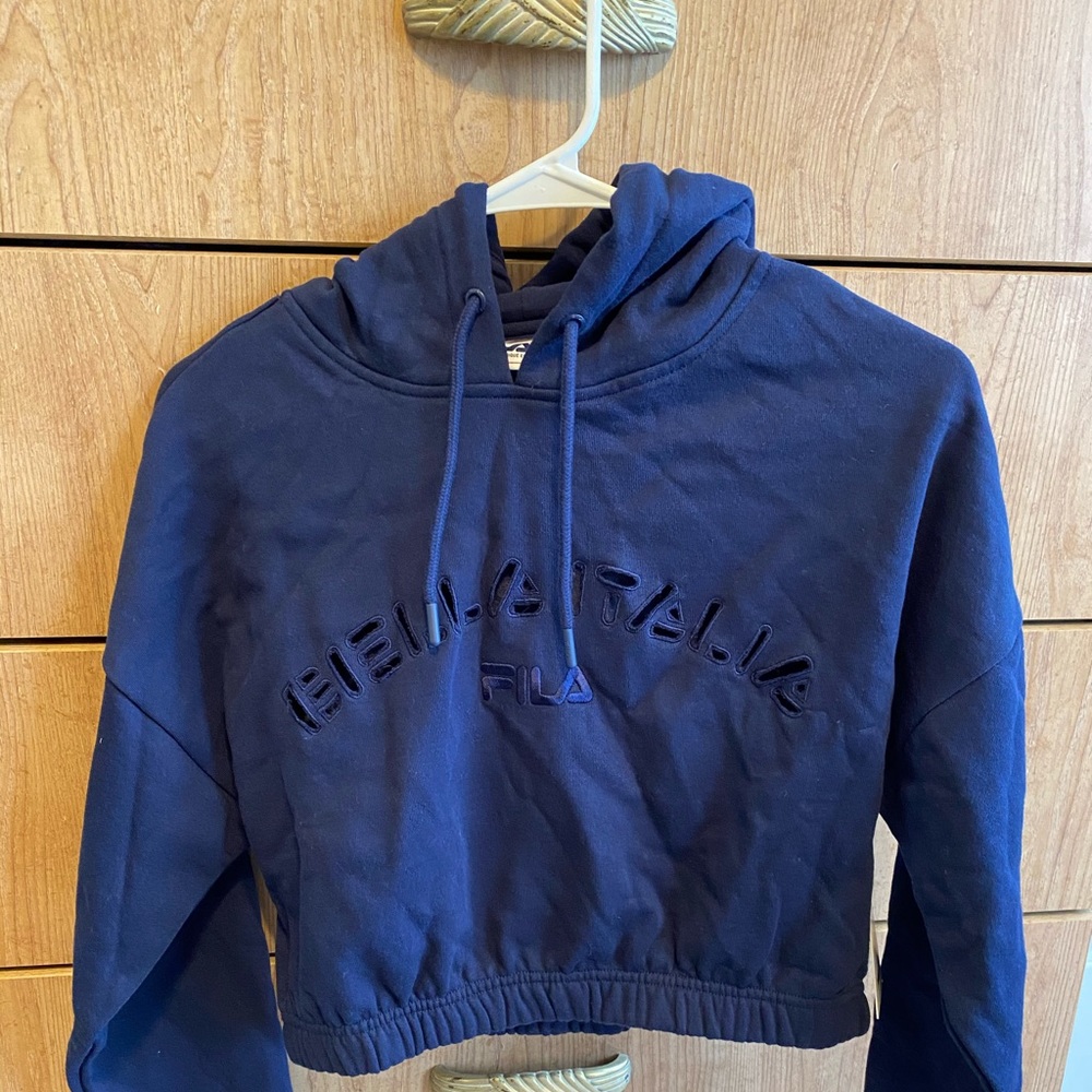 navy blue cropped hoodie